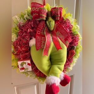 Christmas The Grinch  Handmade Wreath Indoor Outdoor Deco Mesh